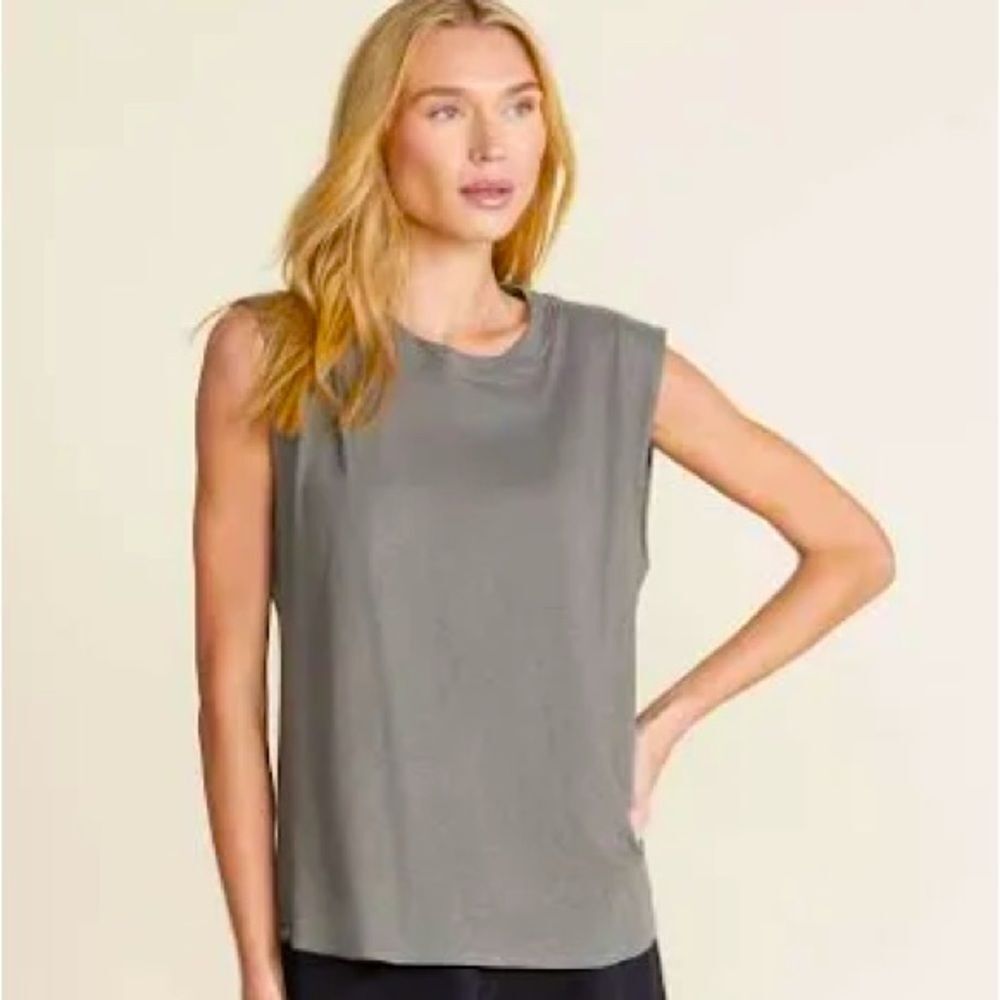 NWT Barefoot Dreams Malibu Collection Sleevless Slub Tee
